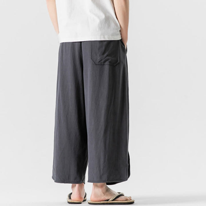 Buddha Stones Summer Plain Drawstring Design Linen Cotton Men's 7-8 Length Pants With Pockets - image 31