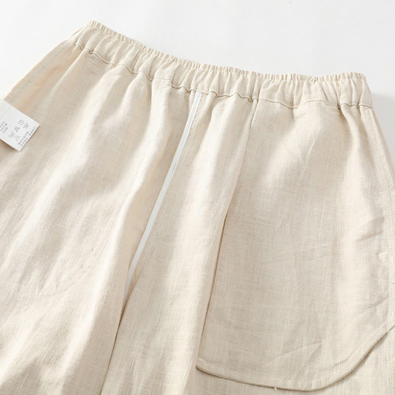 Buddha Stones Summer Ramie Linen Cotton Ankle-Length Elastic Cuffs Tapered Men's Pants With Pockets - image 7