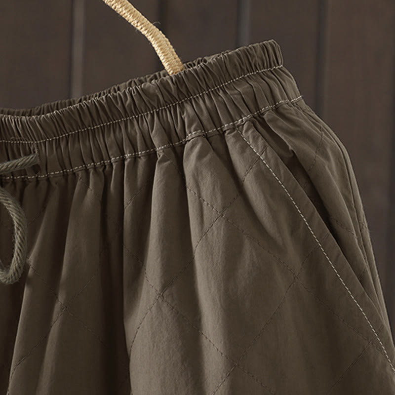 Buddha Stones Rhombus Pattern Cotton Polyester Thick Women's Pants With Pockets - image 19