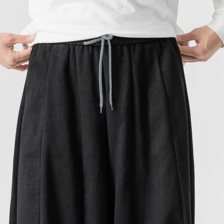 Buddha Stones Fall Solid Color Cotton Elastic Waist Men's Harem Pants With Pockets - image 47