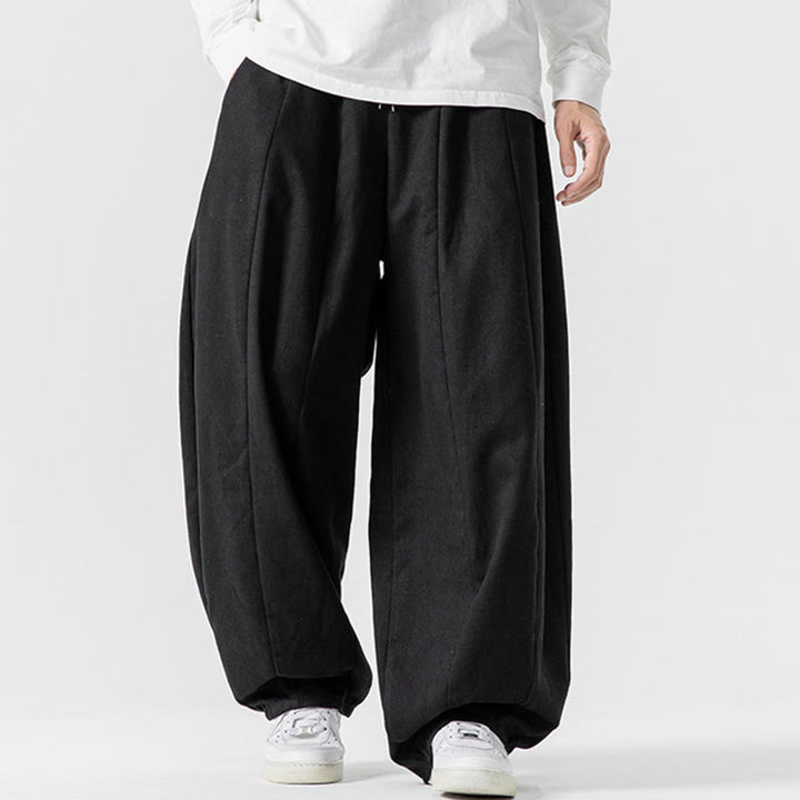 Buddha Stones Fall Solid Color Cotton Elastic Waist Men's Harem Pants With Pockets - image 40