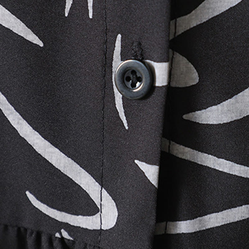 Buddha Stones Spring Fall Stand Collar Line Pattern Long Sleeve Women's Shirt  - image 19