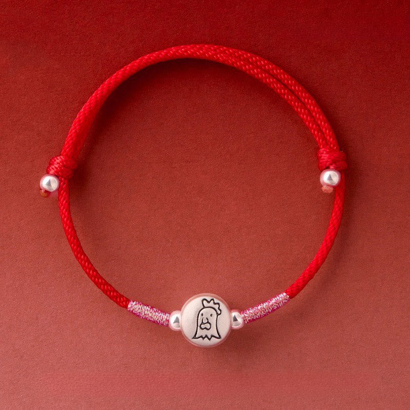 Buddha Stones Year of the Horse 999 Sterling Silver Red String Luck Bracelet - Rooster Red String(Wrist Circumference: 14-18 cm) - image 33