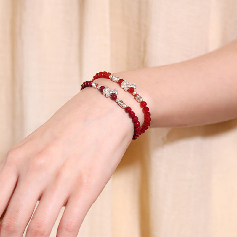 Buddha Stones Year Of The Horse Red Agate 999 Sterling Silver Cinnabar Calm Bracelet - image 16