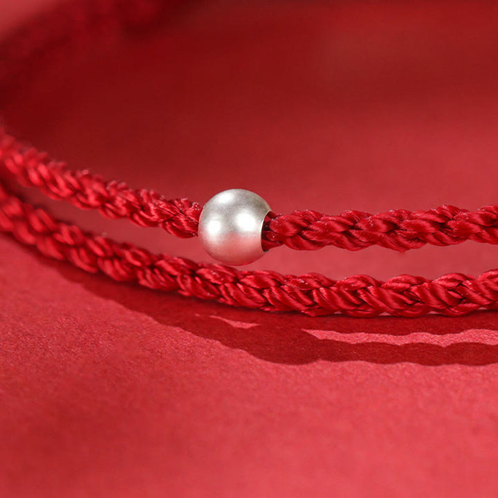 Buddha Stones Year Of The Horse Cinnabar Hetian Jade 999 Sterling Silver Red String Concentration Bracelet - image 15