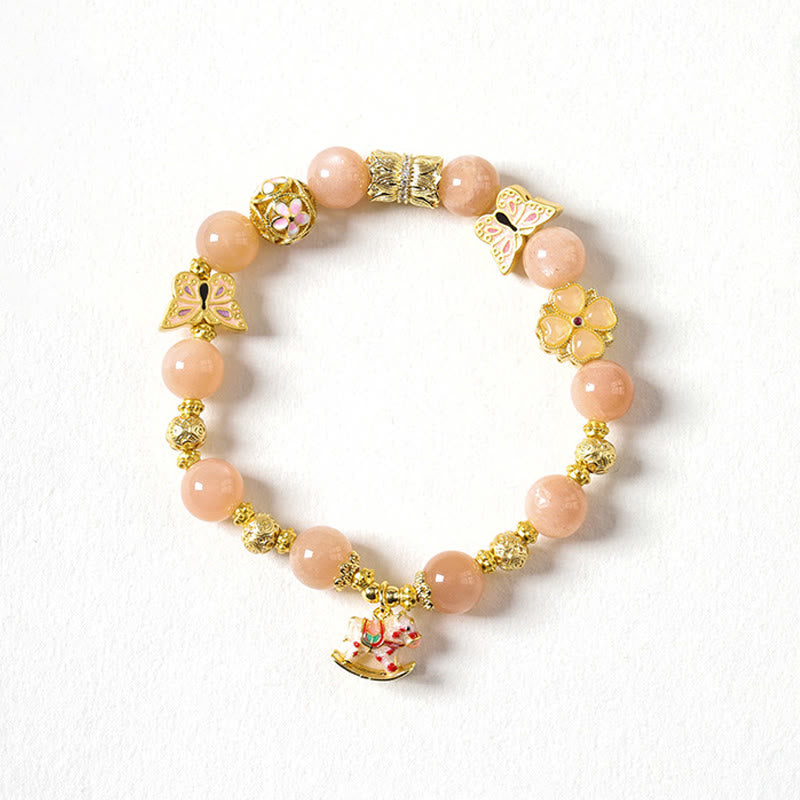 Buddha Stones Year Of The Horse South Red Agate Sun Stone Tourmaline Success Bracelet - Sun Stone Horse (Wrist Circumference:14-15cm) - image 7