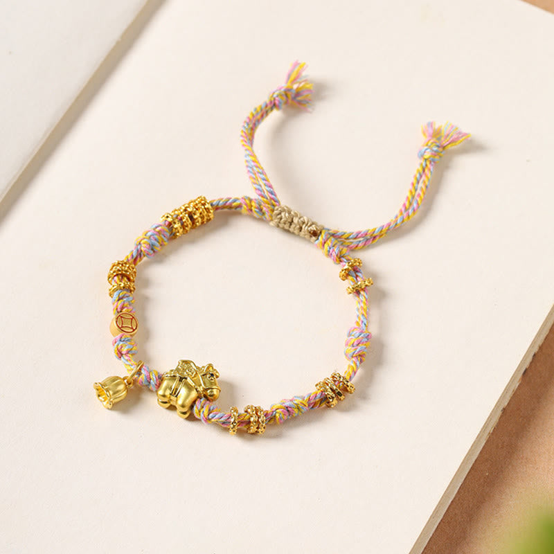 Buddha Stones Year Of The Horse Copper Wealth Tibetan Braided Rope Bracelet - image 1