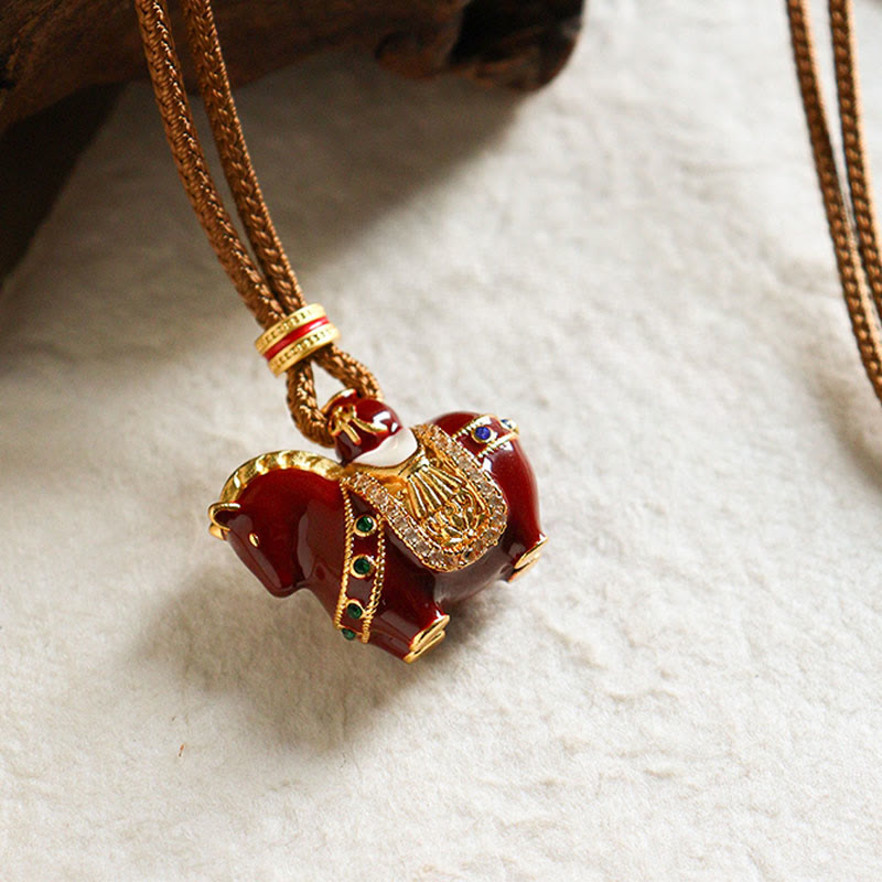 Buddha Stones Year Of The Horse Copper Balance Necklace Pendants - image 2