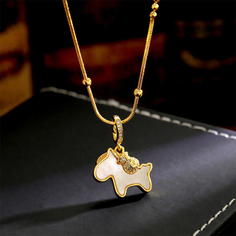 Buddha Stones Year Of The Horse Copper Luck Necklace Pendants - Copper Horse - image 0