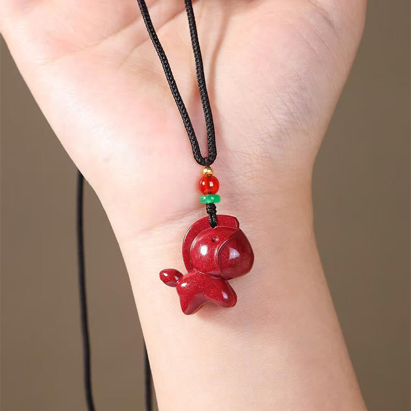 Buddha Stones Year Of The Horse Cinnabar Calm Necklace Pendants - image 2