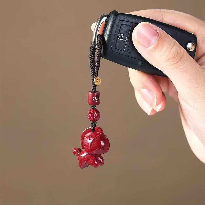 Buddha Stones Year Of The Horse Cinnabar Blessing Key Chain - image 1