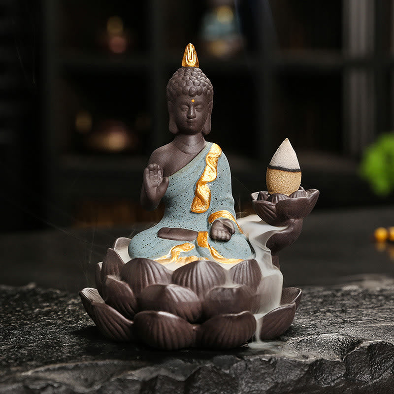 Buddha Stones Buddha Serenity Home Decoration Incense Burner - Green Buddha Ponder(9.1*7.8*10.7 cm) - image 24