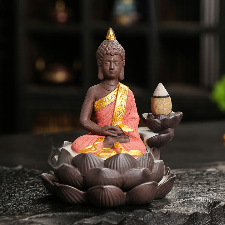 Buddha Stones Buddha Serenity Home Decoration Incense Burner - Red Buddha(9.1*7.8*10.7 cm) - image 5