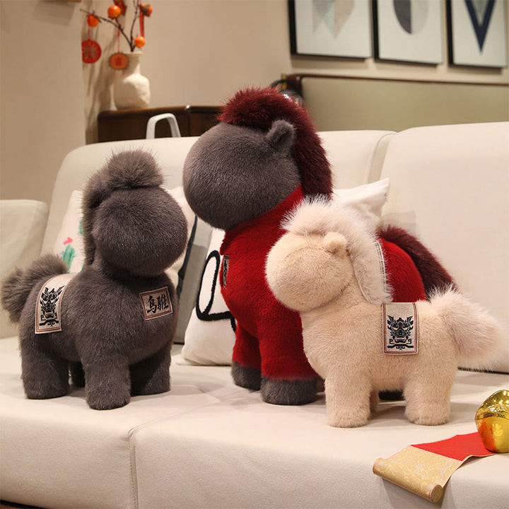 Buddha Stones Year Of The Horse Embroidered Saddle Pad Plush Doll Home Decoration - image 11