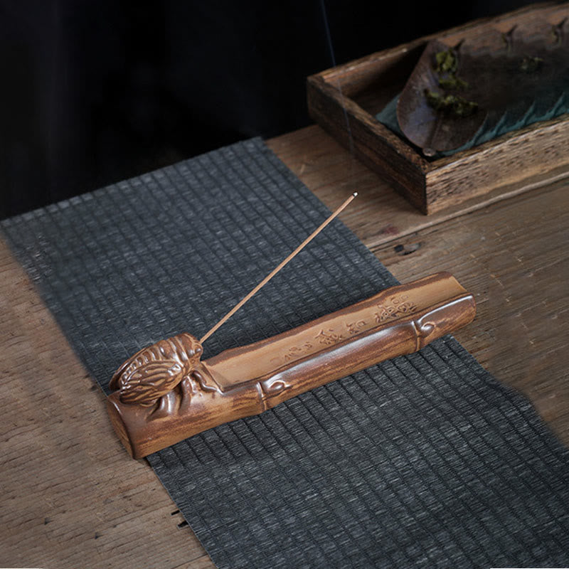 Buddha Stones Small Boat Cicada Home Decoration Incense Burner - Cicada(25*5.5*5.5cm) - image 7