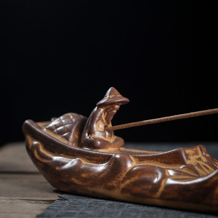 Buddha Stones Small Boat Cicada Home Decoration Incense Burner - image 1