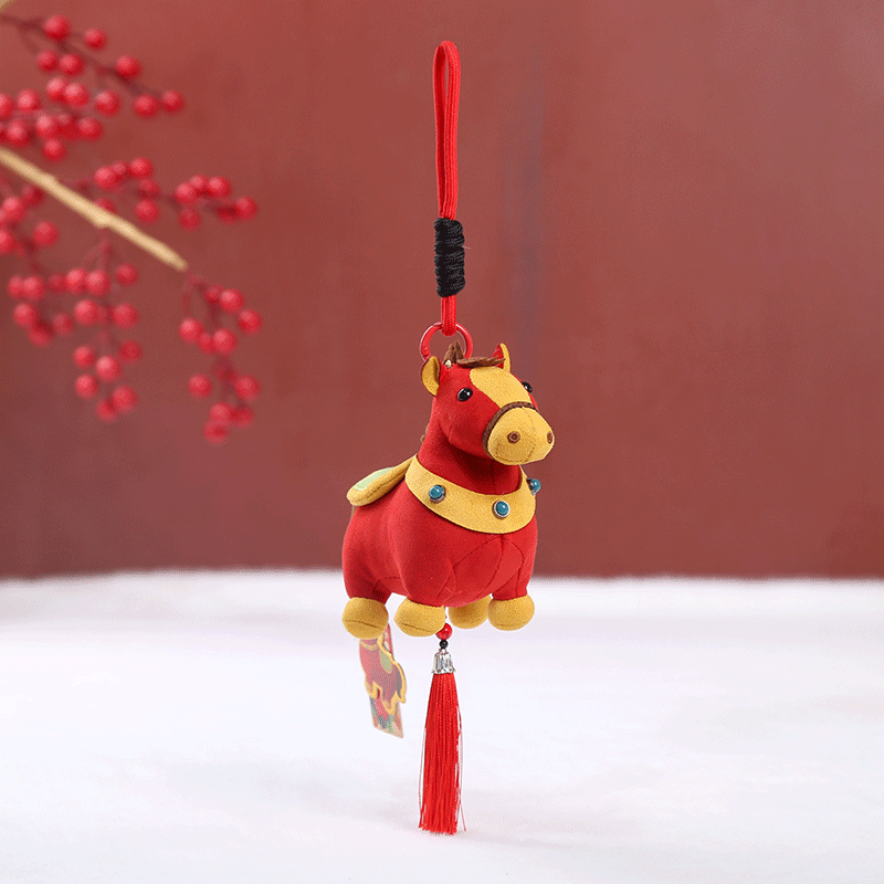 Buddha Stones Year Of The Horse Multicolored Cute Horse Tassel Prosperity Rope Hanging Decoration - Red Horse - 13*7*14cm - image 0