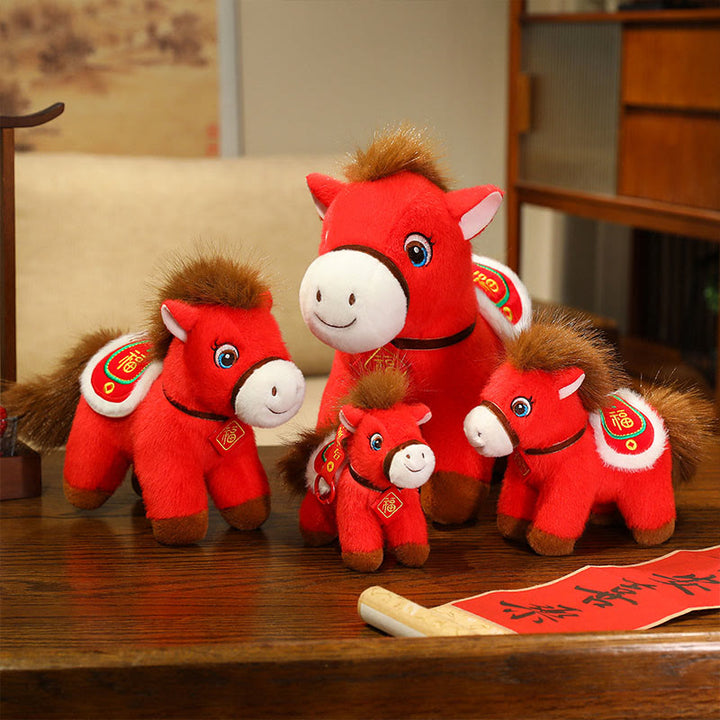 Buddha Stones Year Of The Horse Fu Character Plush Horse Doll Prosperity Fortune Home Decoration - image 0