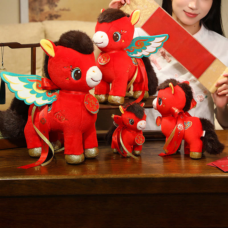 Buddha Stones Year Of The Horse Auspicious Cloud Pattern Winged Horse Plush Doll Energy Home Decoration - image 8
