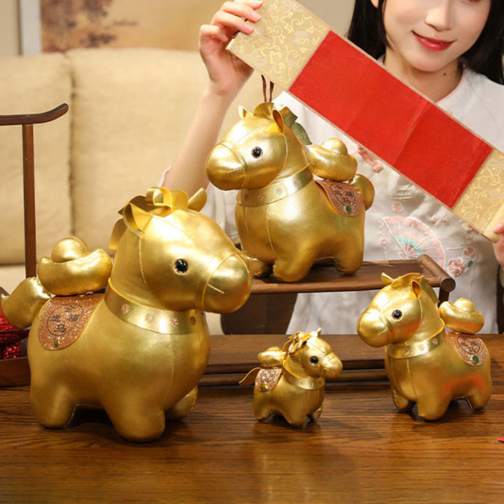 Buddha Stones Year Of The Horse Gold Ingot Cute Pony Doll Prosperity Home Decoration - image 8