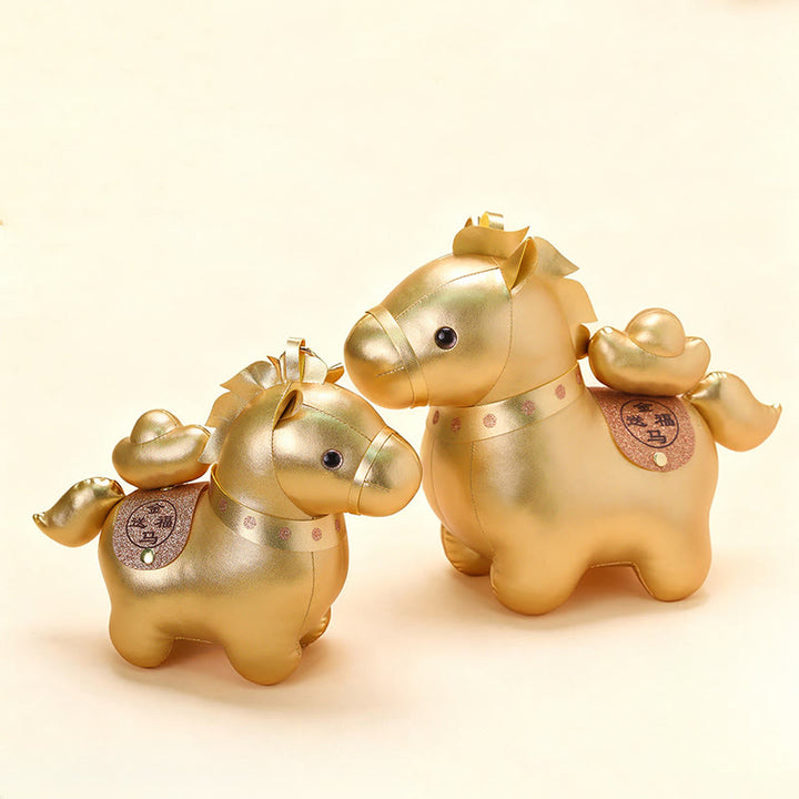 Buddha Stones Year Of The Horse Gold Ingot Cute Pony Doll Prosperity Home Decoration - image 9
