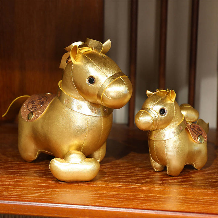 Buddha Stones Year Of The Horse Gold Ingot Cute Pony Doll Prosperity Home Decoration - image 0