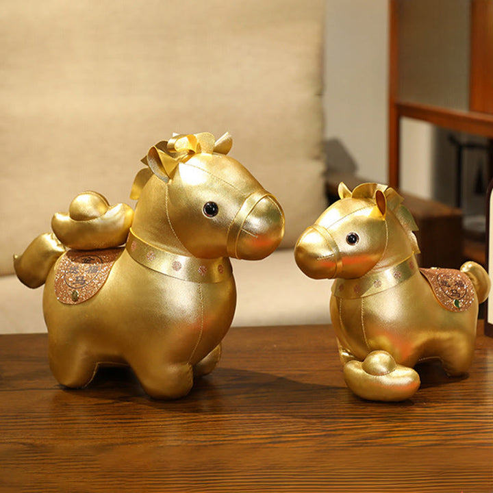 Buddha Stones Year Of The Horse Gold Ingot Cute Pony Doll Prosperity Home Decoration - image 6