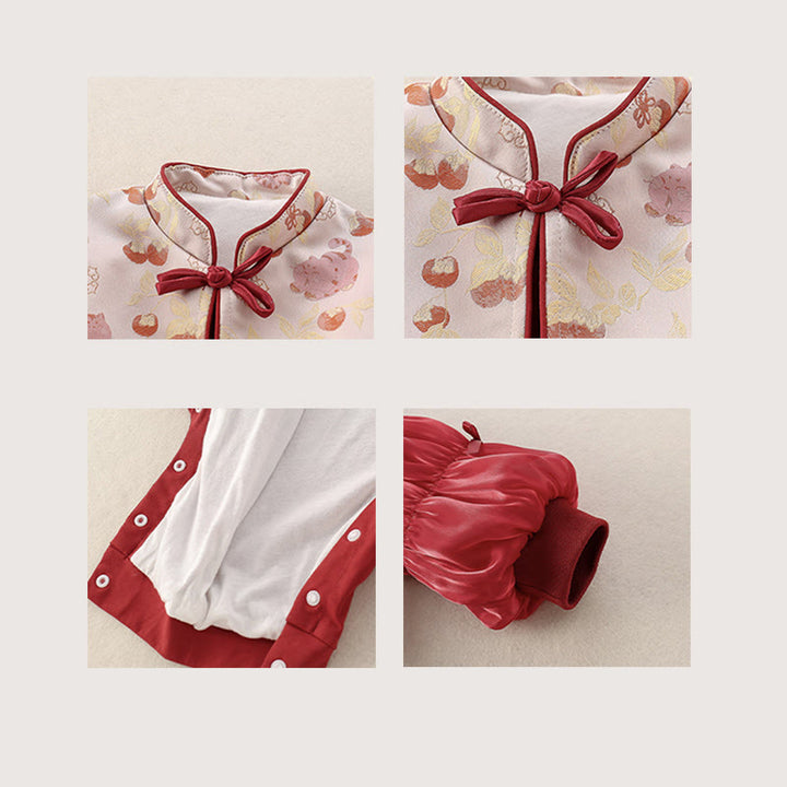 Buddha Stones Spring Cats Persimmons Design Baby Girl Cotton Long Sleeve One-pieces Rompers - image 6