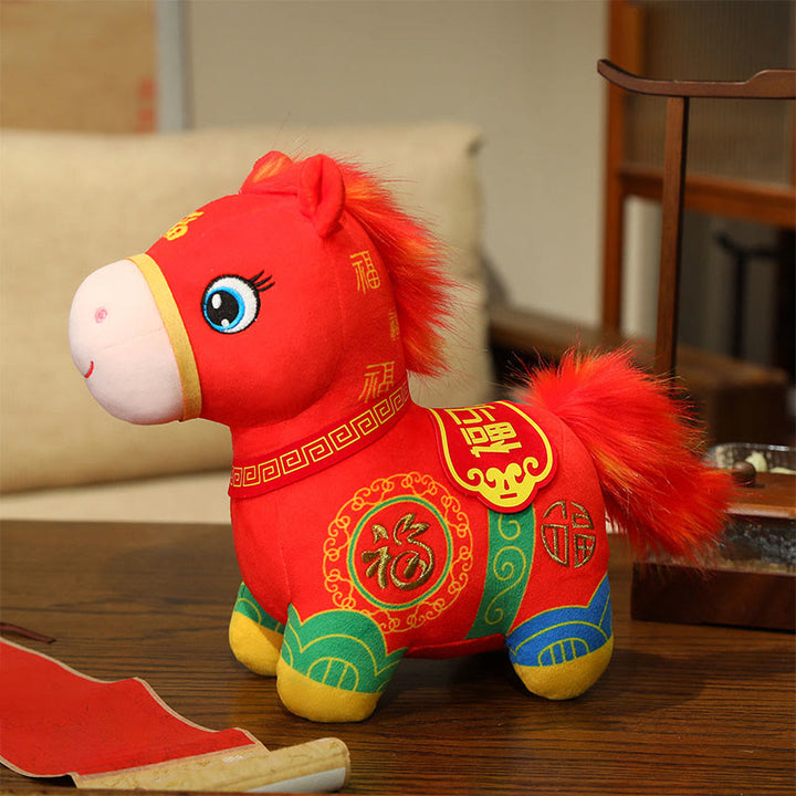 Buddha Stones Year Of The Horse Patchwork Pony Plush Doll Blessings Prosperity Home Decoration - Blessing Horse - 30cm(Measured from ear to foot) - image 0