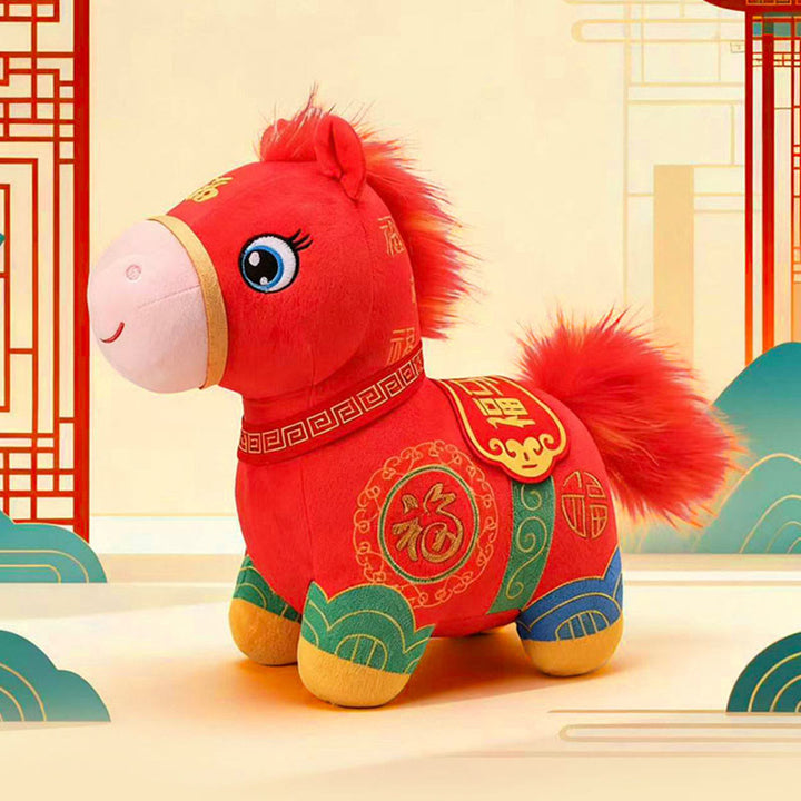 Buddha Stones Year Of The Horse Patchwork Pony Plush Doll Blessings Prosperity Home Decoration - image 1