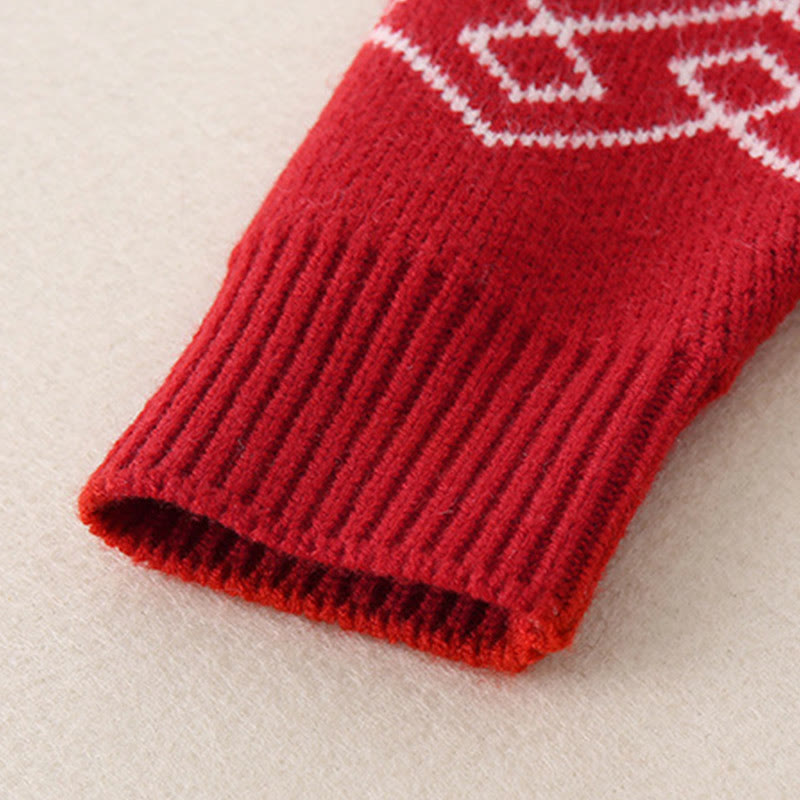 Buddha Stones Fall Winter Red Diamond Pattern Baby Girl Long Sleeve Knitted One-pieces Rompers - image 8