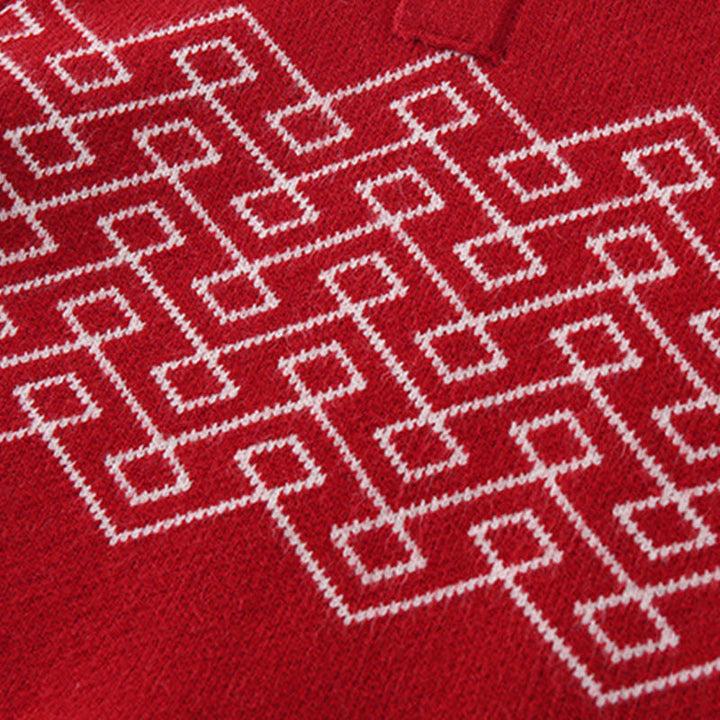 Buddha Stones Fall Winter Red Diamond Pattern Baby Girl Long Sleeve Knitted One-pieces Rompers - image 7