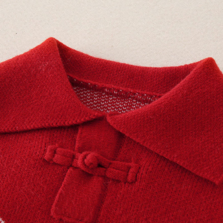 Buddha Stones Fall Winter Red Diamond Pattern Baby Girl Long Sleeve Knitted One-pieces Rompers - image 6