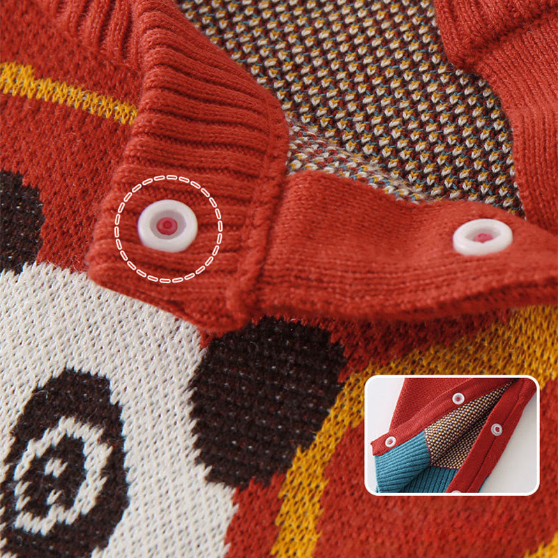 Buddha Stones Fall Winter Red Panda Pattern Baby Boy Girl Cotton Long Sleeve Knitted One-pieces Rompers - image 5