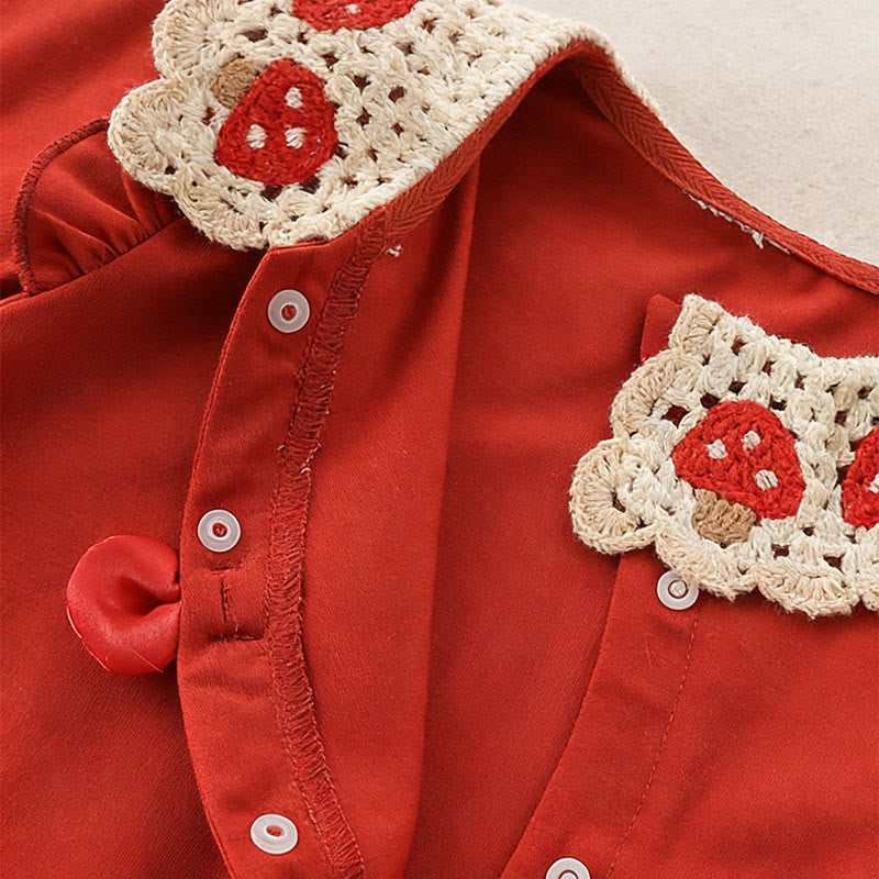 Buddha Stones Spring Fall Red Strawberry Design Baby Girl Cotton Long Sleeve One-pieces Rompers - image 5