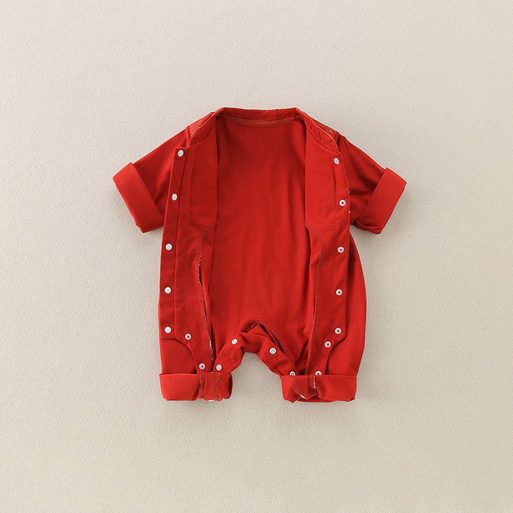 Buddha Stones Spring Fall Red Little Person Design Baby Girl Cotton Long Sleeve One-pieces Rompers - image 3