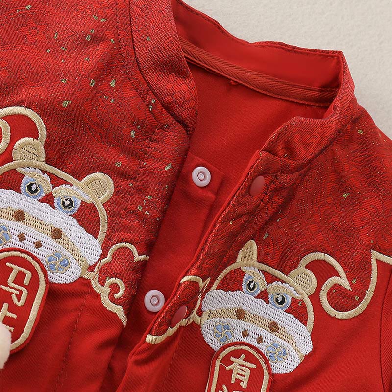 Buddha Stones Spring Fall Red Little Person Design Baby Girl Cotton Long Sleeve One-pieces Rompers - image 5