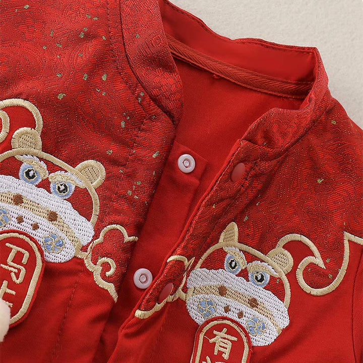 Buddha Stones Spring Fall Red Little Person Design Baby Girl Cotton Long Sleeve One-pieces Rompers - image 5