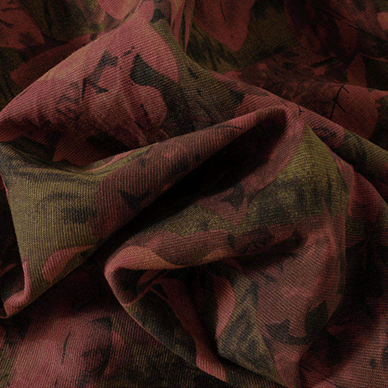 Buddha Stones Casual Flower Printed Pattern Buttons Design Long Sleeve Midi Dress With Pockets - image 17