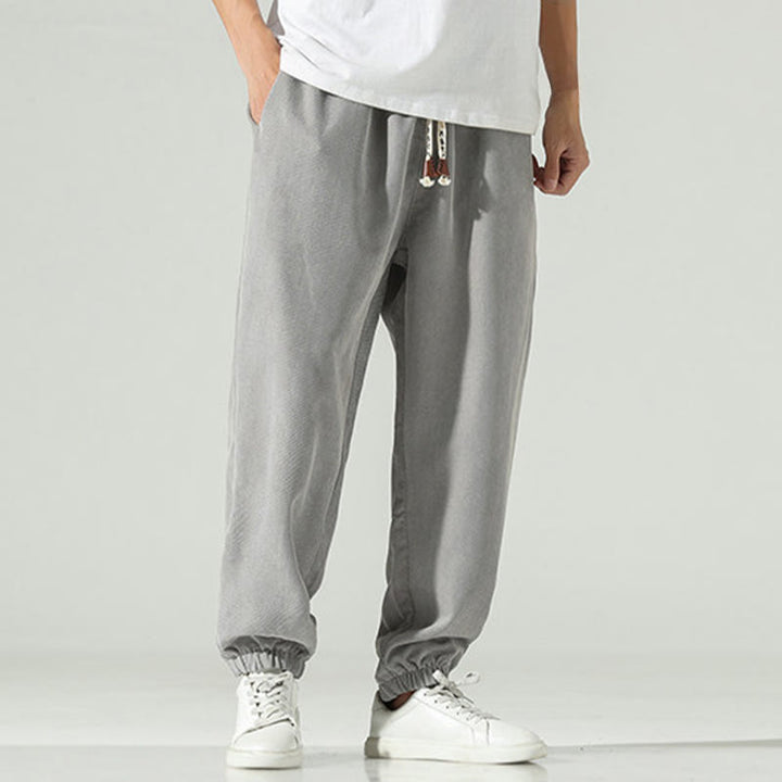 Buddha Stones Fall Plain Corduroy Embroidery Design Men's Harem Pants With Pockets - image 21