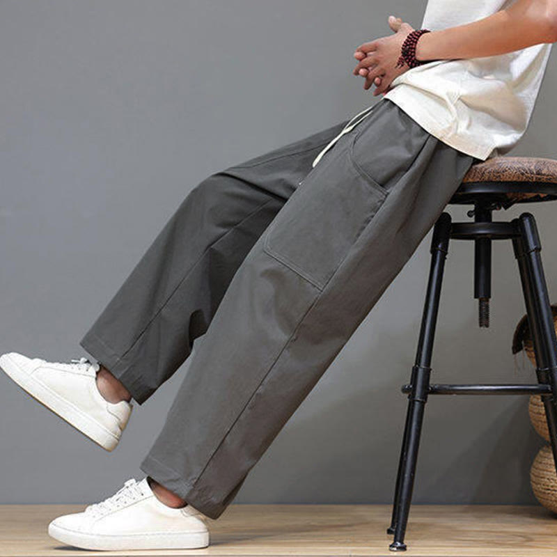 Buddha Stones Summer Solid Color Drawstring Straight Leg 7-8 Length Men's Pants With Pockets - image 15