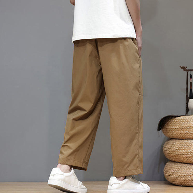 Buddha Stones Summer Solid Color Drawstring Straight Leg 7-8 Length Men's Pants With Pockets - image 27