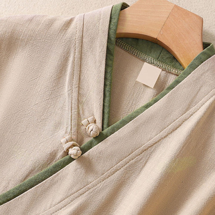 Buddha Stones Retro Lace-up Frog-Button Design Women's Three Quarter Sleeve Shirt - image 5