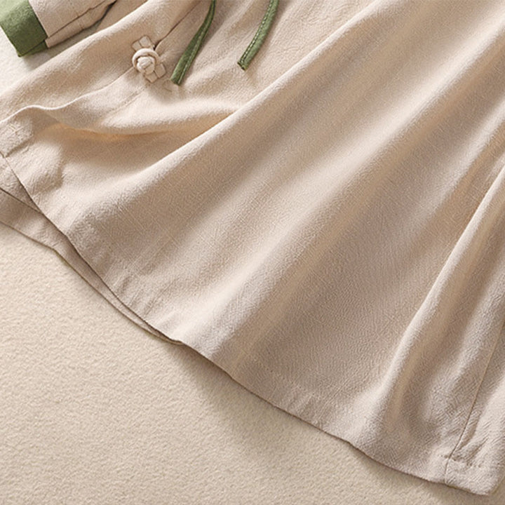 Buddha Stones Retro Lace-up Frog-Button Design Women's Three Quarter Sleeve Shirt - image 12