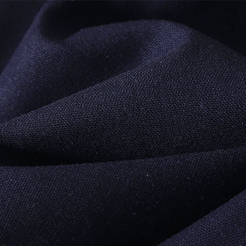 Buddha Stones Women's Embroidery Elastic Waistband Zipper Design Cotton Wide Leg Pants With Pockets - image 19