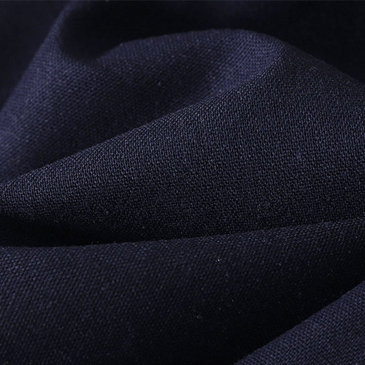 Buddha Stones Women's Embroidery Elastic Waistband Zipper Design Cotton Wide Leg Pants With Pockets - image 19