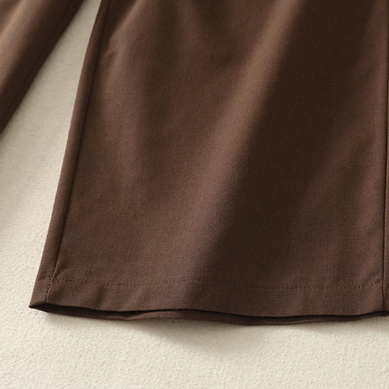 Buddha Stones Women's Embroidery Elastic Waistband Zipper Design Cotton Wide Leg Pants With Pockets - image 26