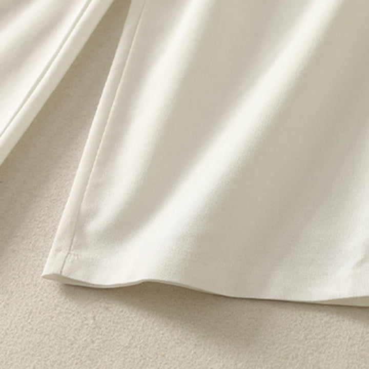 Buddha Stones Women's Embroidery Elastic Waistband Zipper Design Cotton Wide Leg Pants With Pockets - image 10