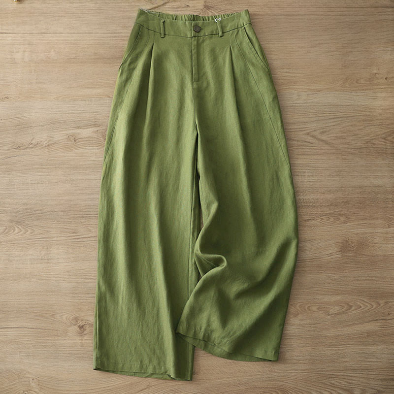 Buddha Stones Women's Fall Commute Solid Color Zipper Design Cotton Wide Leg Pants With Pockets - image 22