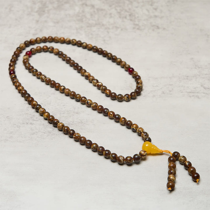 Buddha Stones 108 Beads Multicolored Amber Gourd Charm Mala - image 2